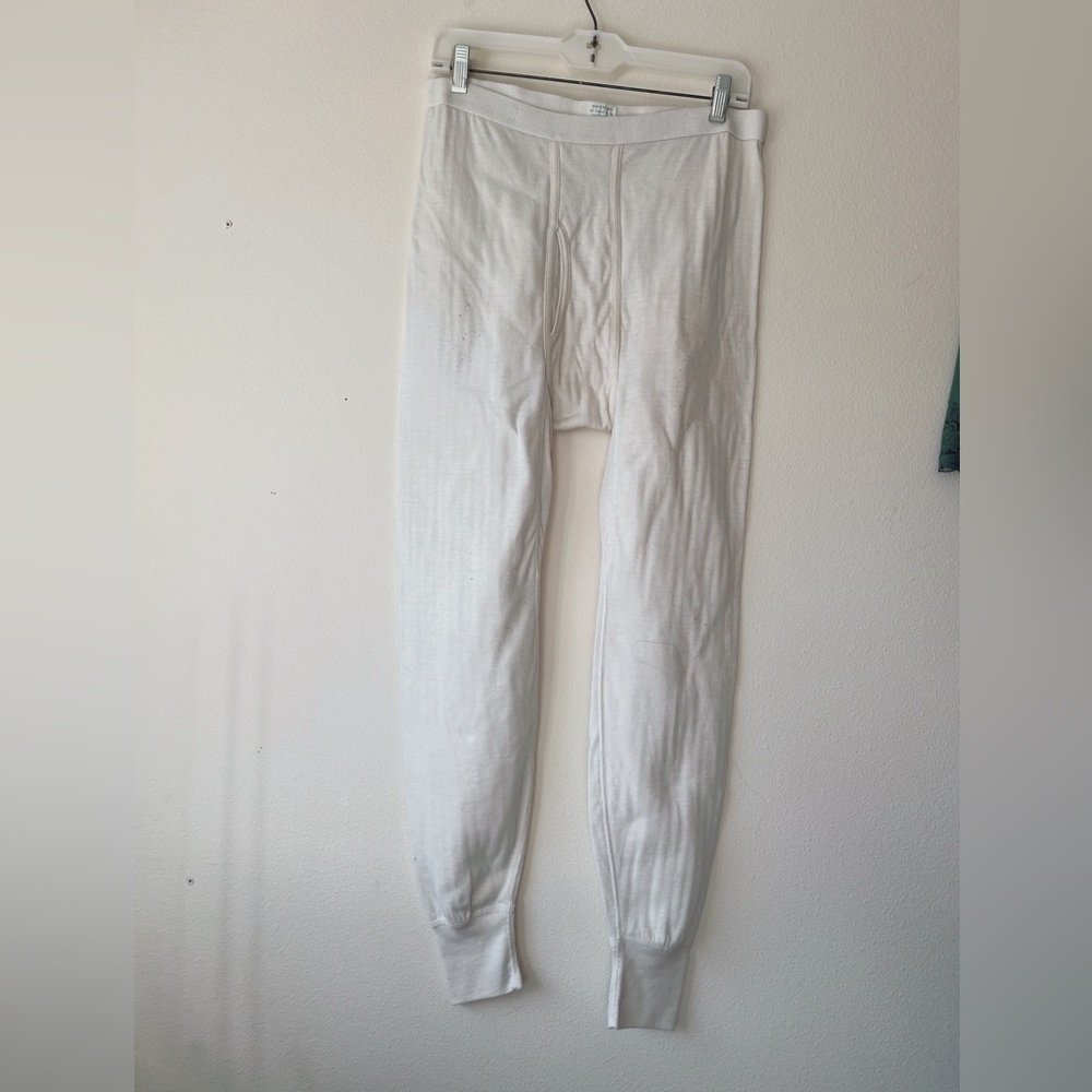 Vintage mens Sears cream‎ winterskins long John pants size XL